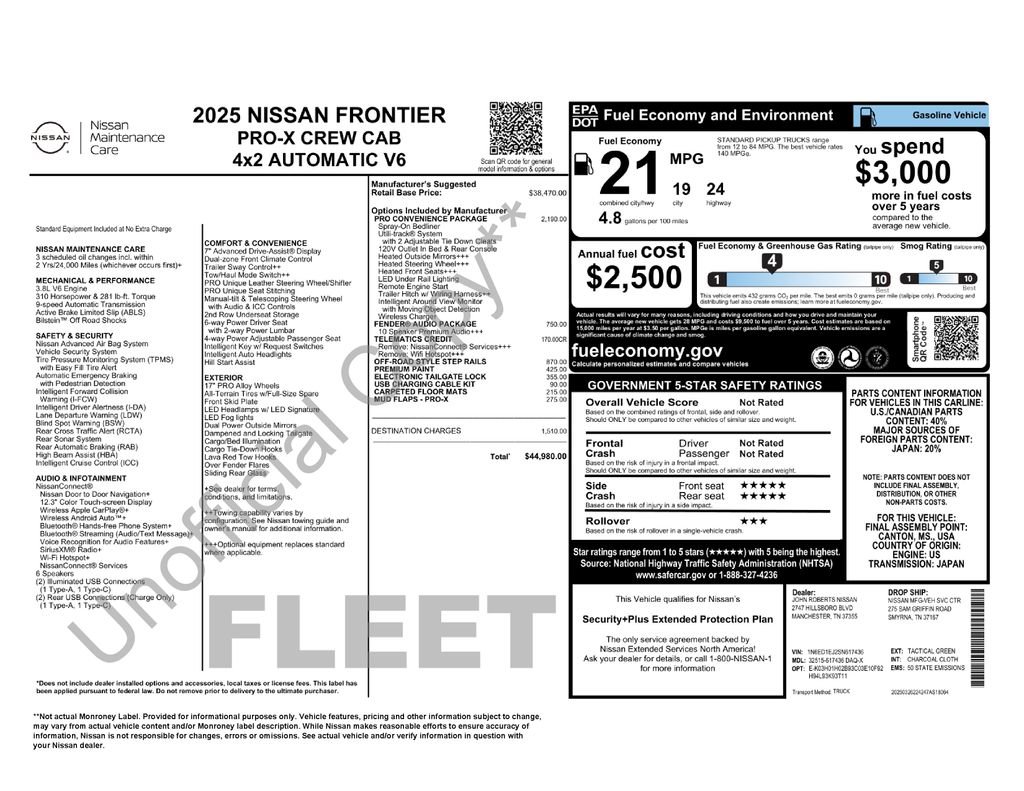 Used 2025 Nissan Frontier Pro-X w/ Pro Convenience Package image 5