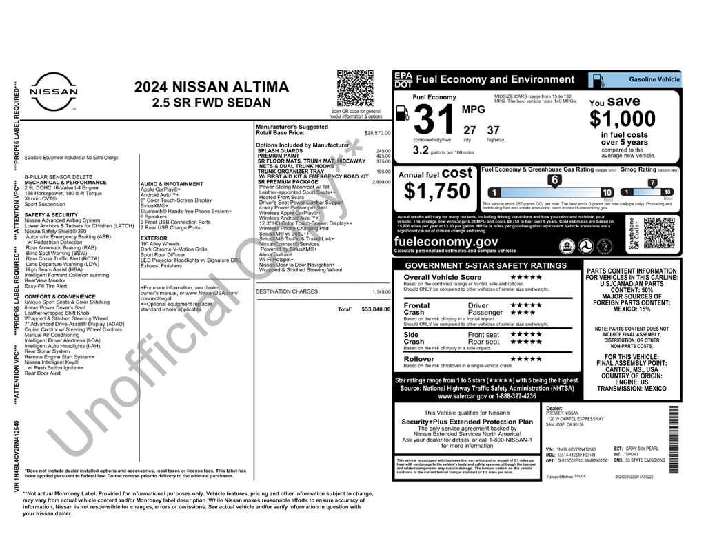 Certified 2024 Nissan Altima 2.5 SR w/ SR Premium Package image 42