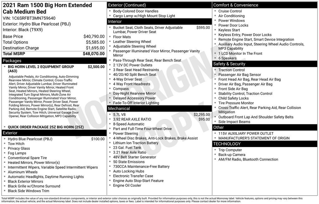 Used 2021 RAM 1500 Big Horn
