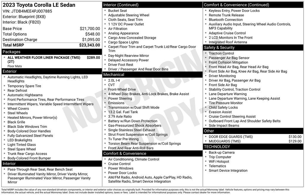 Certified 2023 Toyota Corolla LE FWD image 3