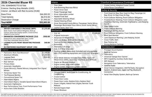 New 2026 Chevrolet Blazer RS w/ Driver Confidence II Package AWD/4WD image 42