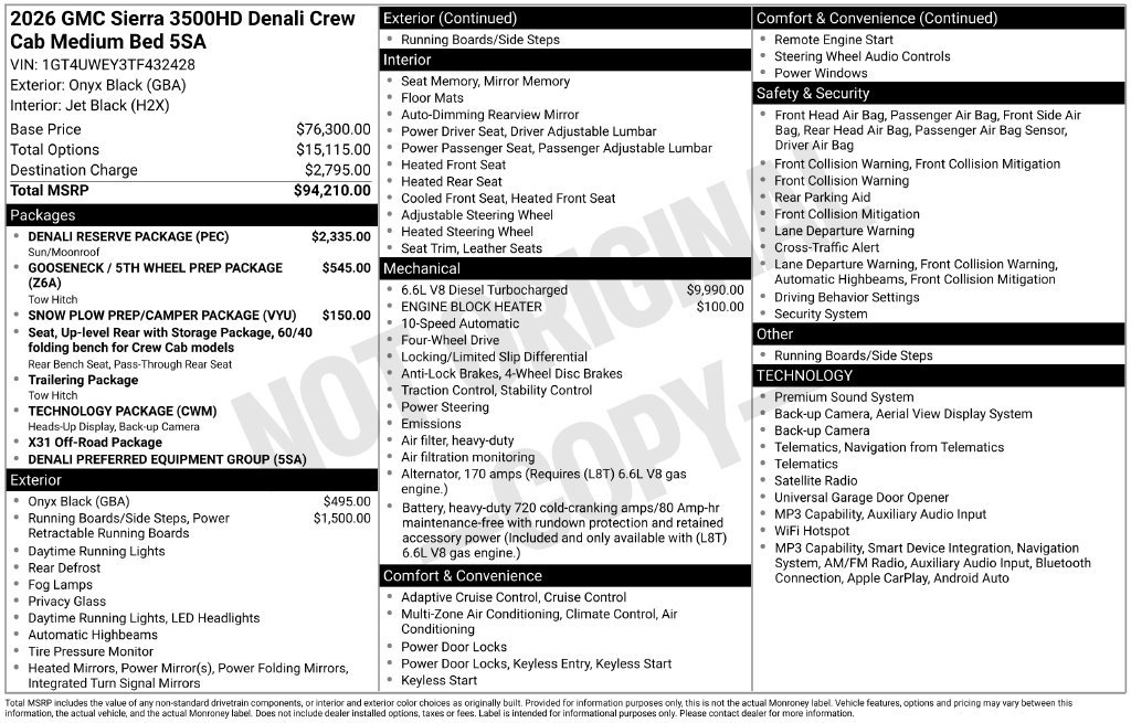 New 2026 GMC Sierra 3500 Denali w/ Denali Reserve Package AWD/4WD image 2