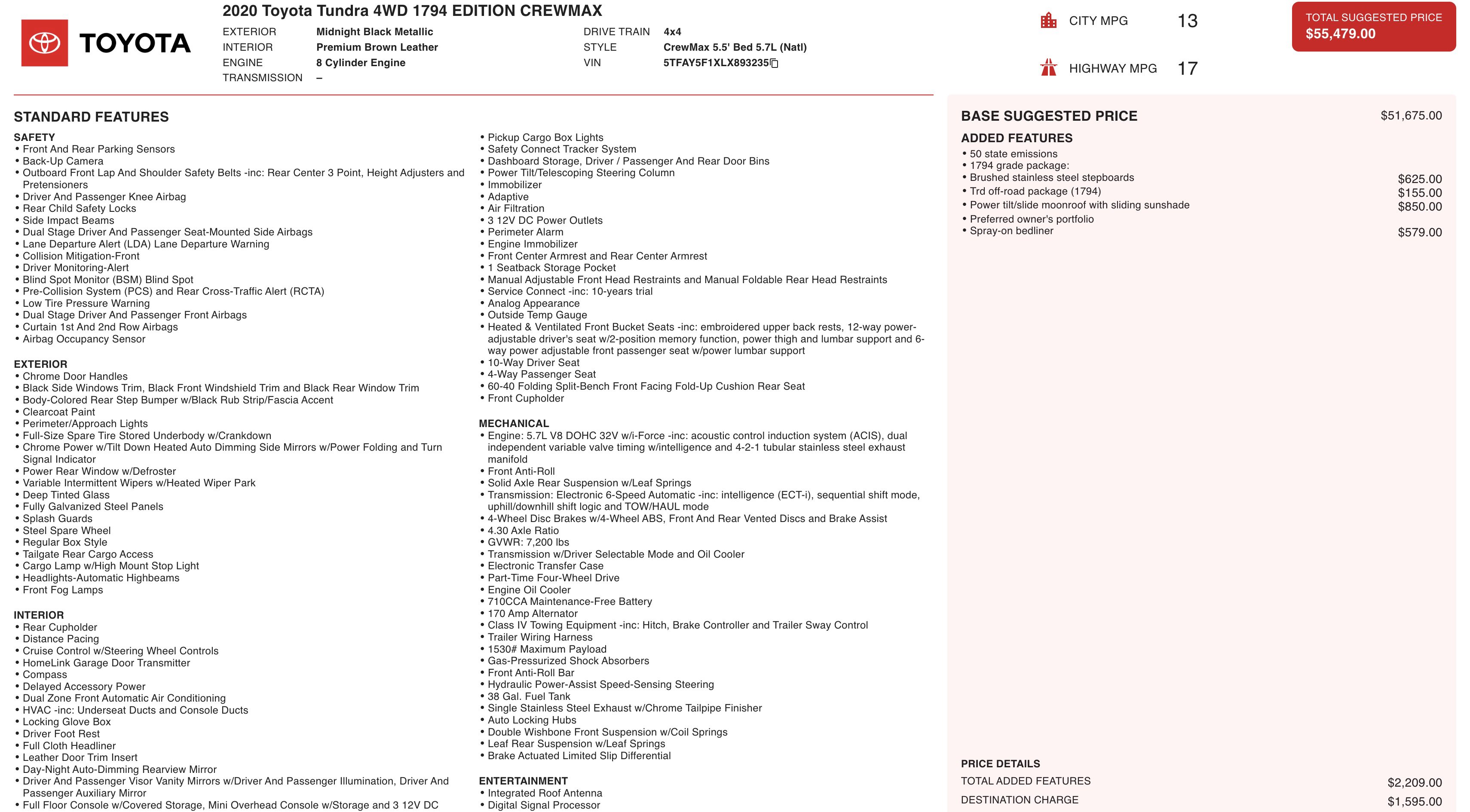 Used 2020 Toyota Tundra 1794 Edition w/ TRD Off-Road Package image 3