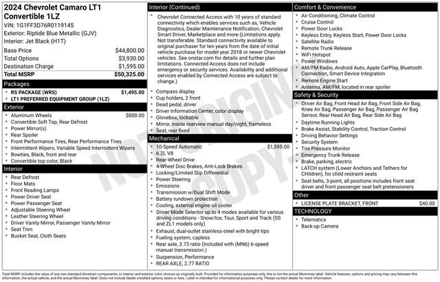 Certified 2024 Chevrolet Camaro LT w/ RS Package RWD image 32