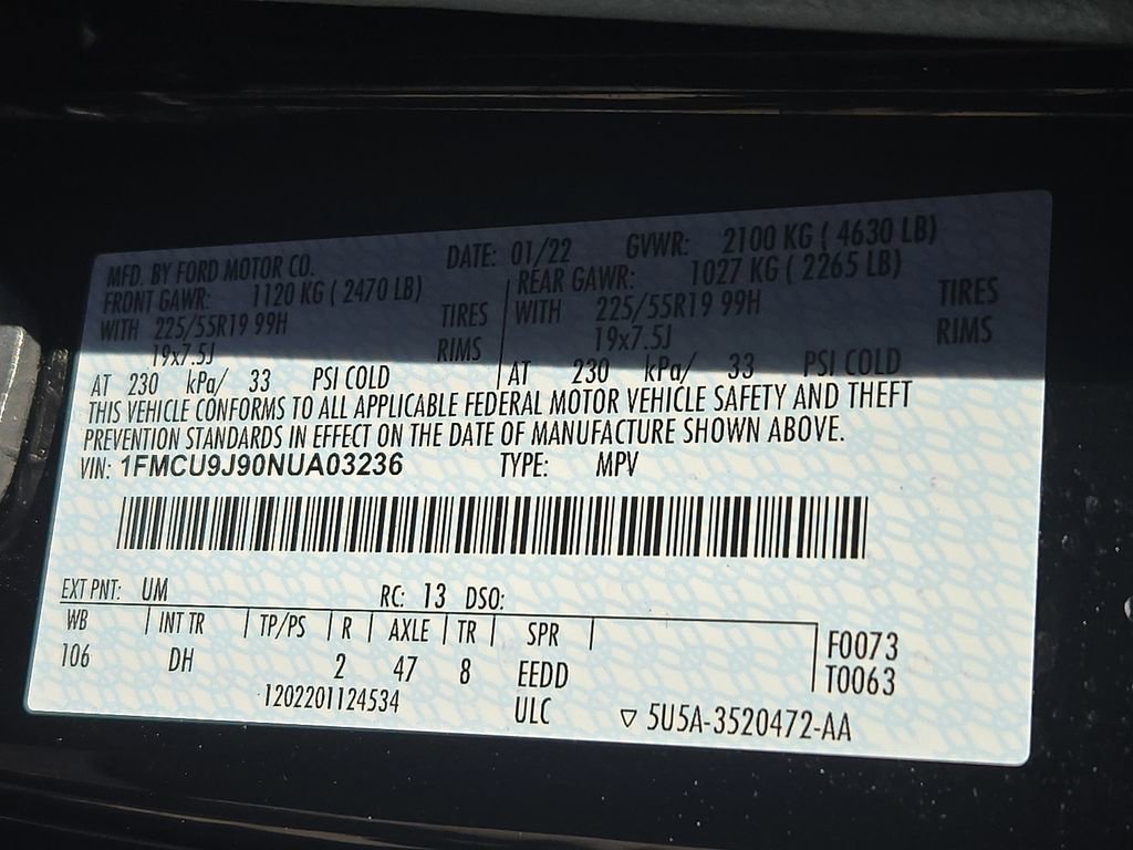 Used 2022 Ford Escape Titanium w/ Titanium Elite Package image 29