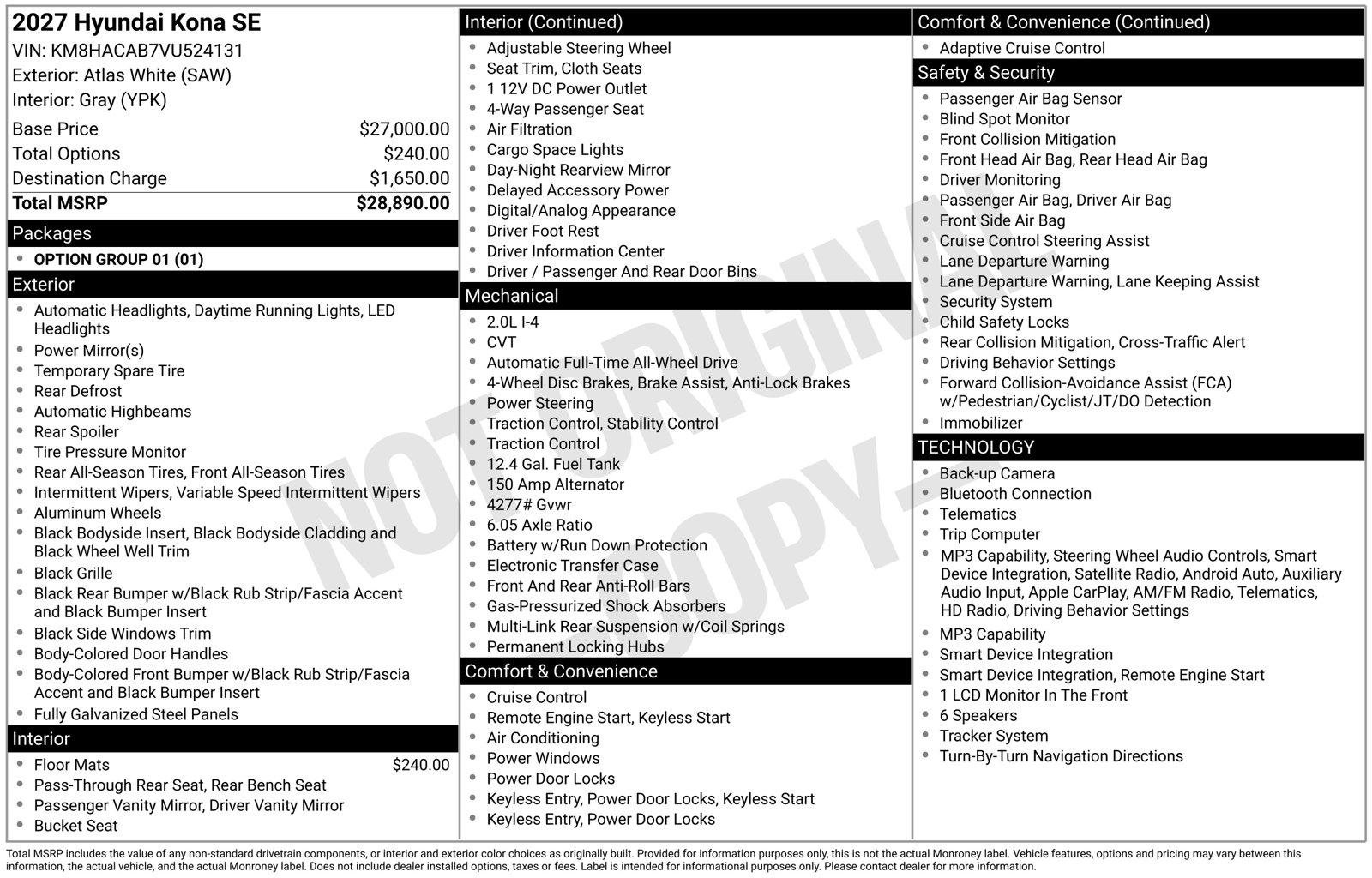 New 2027 Hyundai Kona SE AWD/4WD image 25