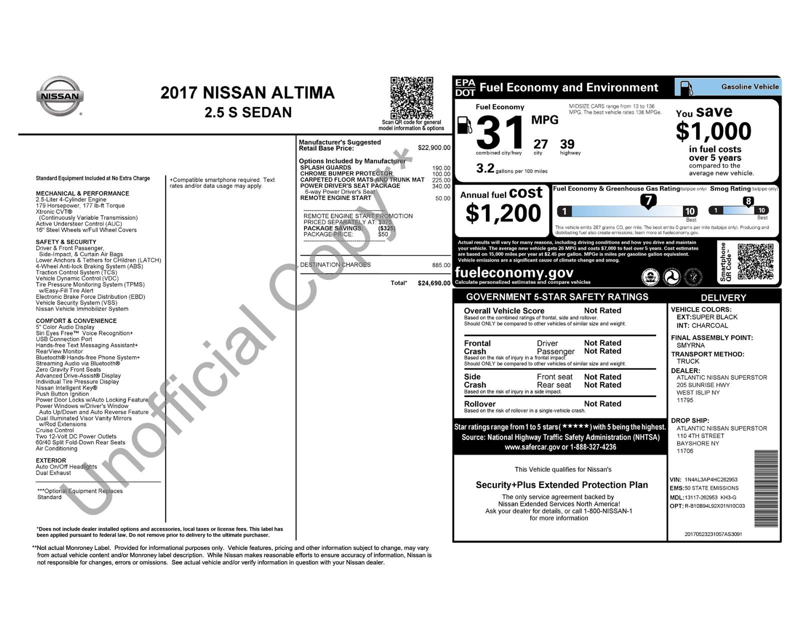 Used 2017 Nissan Altima 2.5 S w/ Power Driver Seat Package image 6