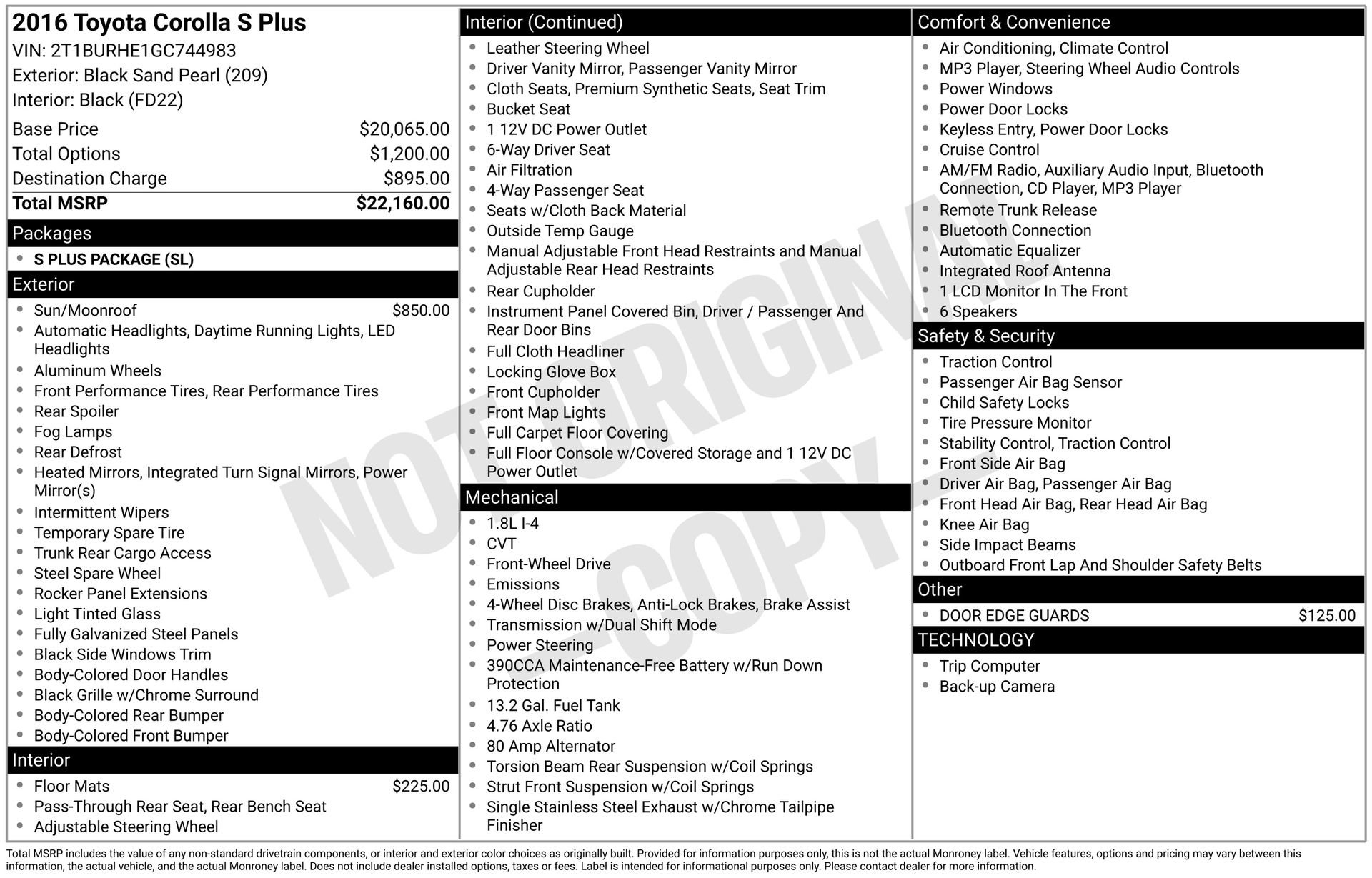 Used 2016 Toyota Corolla S image 3