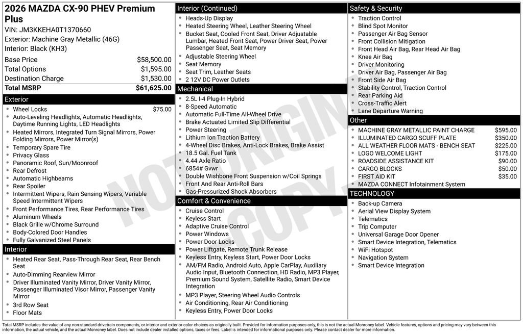 New 2026 MAZDA CX-90 Plug-In Hybrid w/ Premium Plus image 37