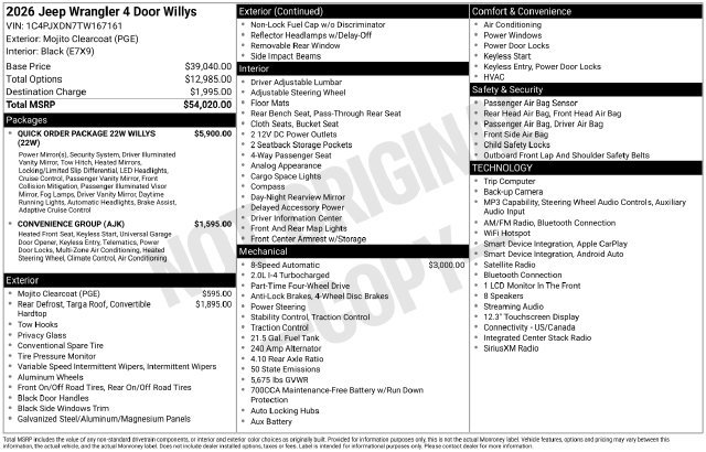 Certified 2026 Jeep Wrangler Unlimited Sport AWD/4WD image 9