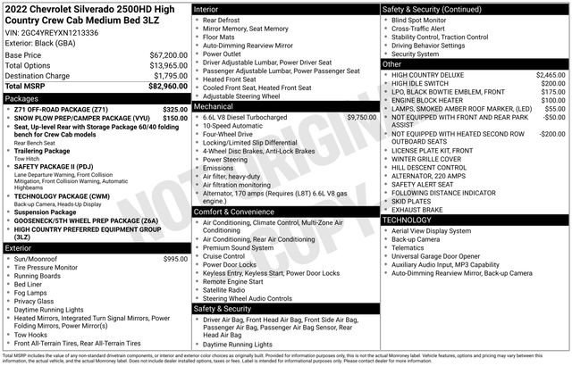 Used 2022 Chevrolet Silverado 2500 High Country w/ Z71 Off-Road Package