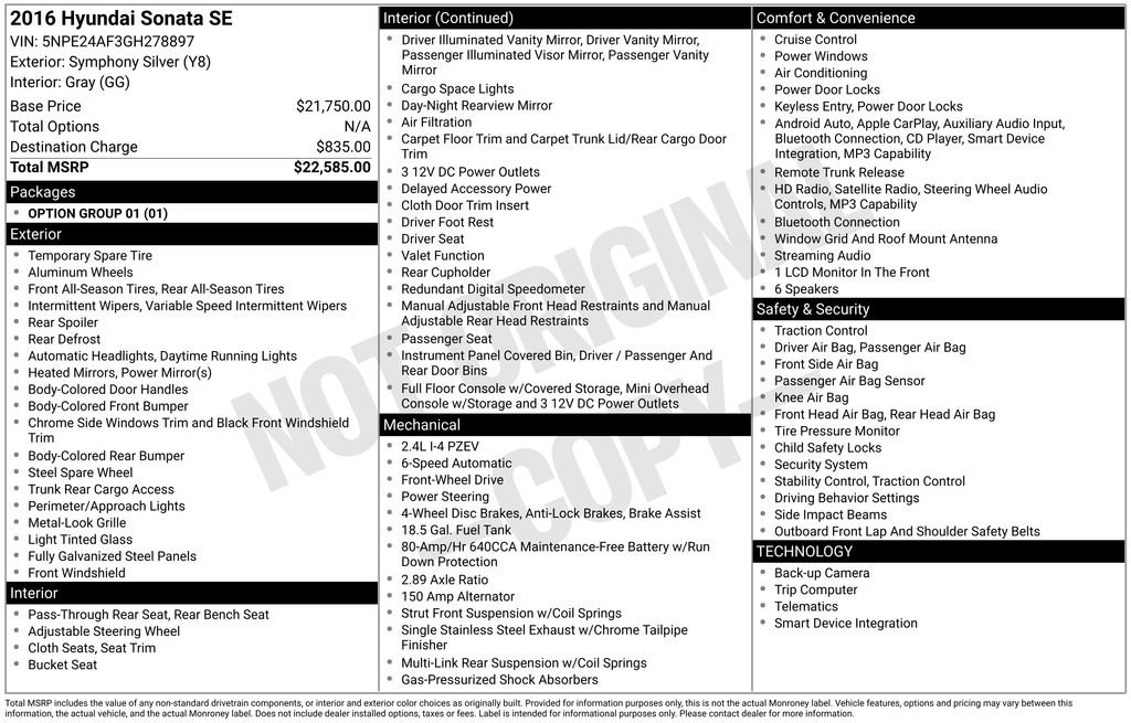 Used 2016 Hyundai Sonata SE image 2