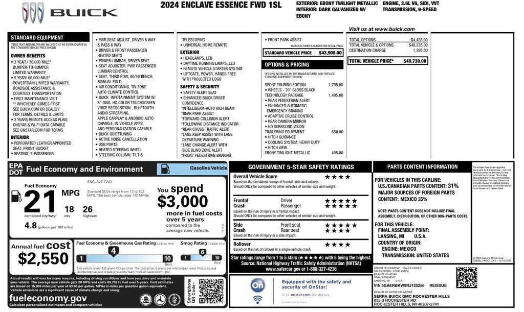 Used 2024 Buick Enclave Essence w/ Sport Touring Edition FWD image 27