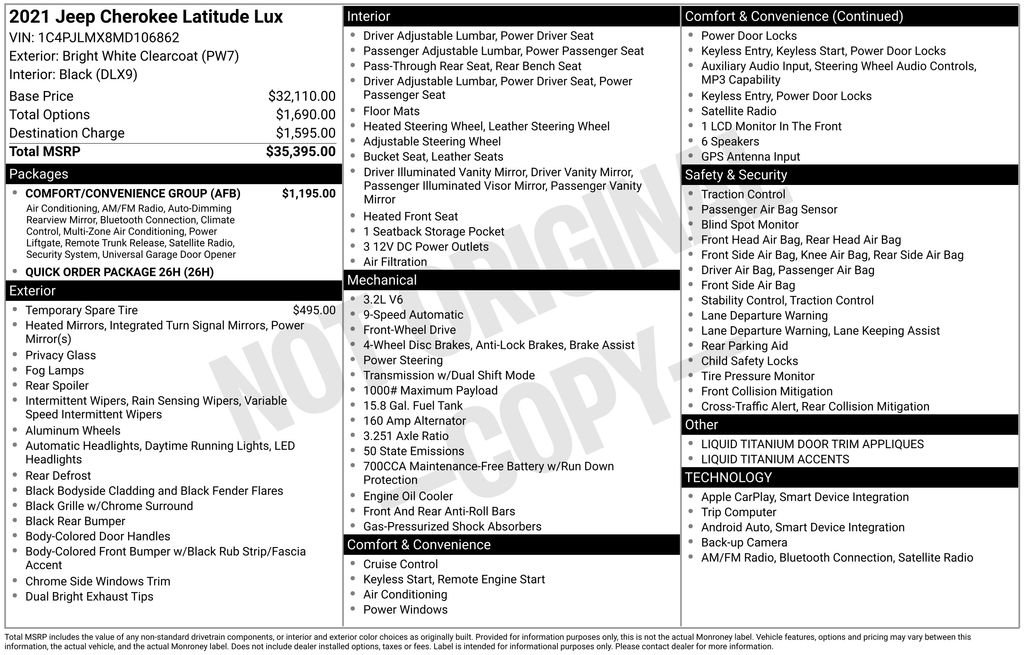 Used 2021 Jeep Cherokee Latitude Lux w/ Comfort/Convenience Group FWD image 31