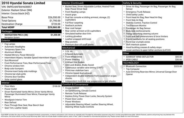 Used 2010 Hyundai Sonata Limited w/ Navigation Pkg 6 image 14