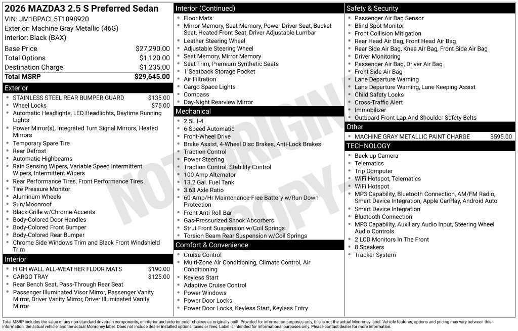 New 2026 MAZDA MAZDA3 2.5 S Sedan w/ Preferred Pkg FWD image 7