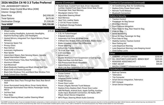 New 2026 MAZDA CX-90 3.3 Turbo w/ Preferred Package AWD/4WD image 26
