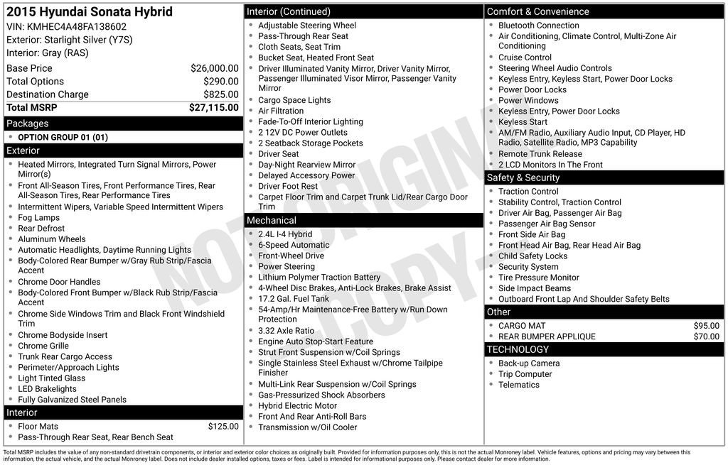 Used 2015 Hyundai Sonata Hybrid FWD image 3