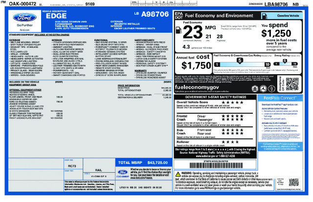 Used 2020 Ford Edge Titanium w/ Class II Trailer Tow Package AWD/4WD image 38