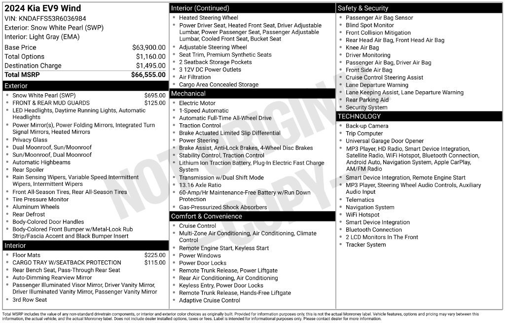 Certified 2024 Kia EV9 Wind AWD/4WD image 34