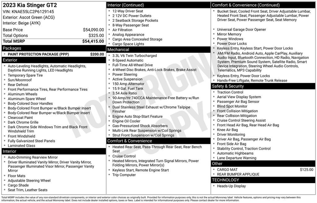 Used 2023 Kia Stinger GT2 w/ Paint Protection Package image 38