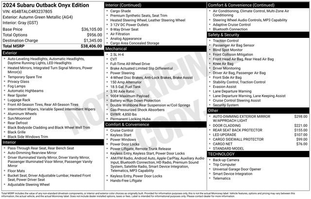 Used 2024 Subaru Outback Onyx Edition AWD/4WD image 11