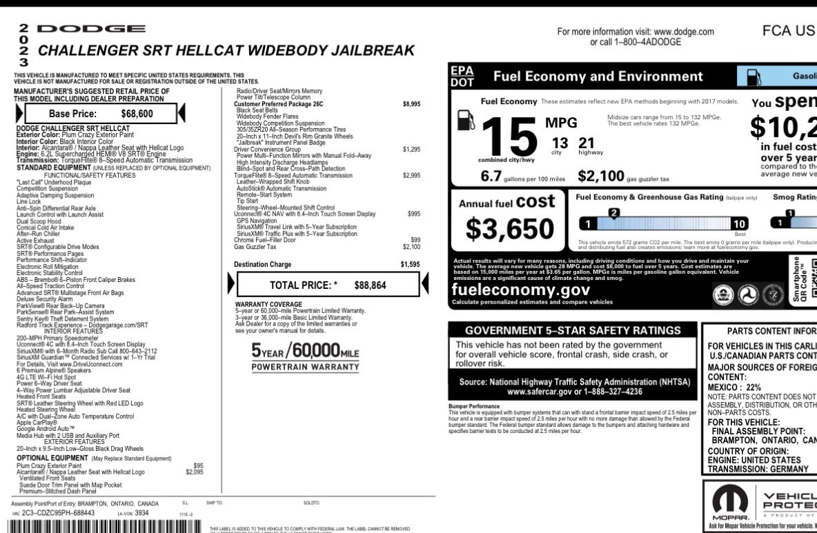Used 2023 Dodge Challenger SRT Hellcat RWD image 4