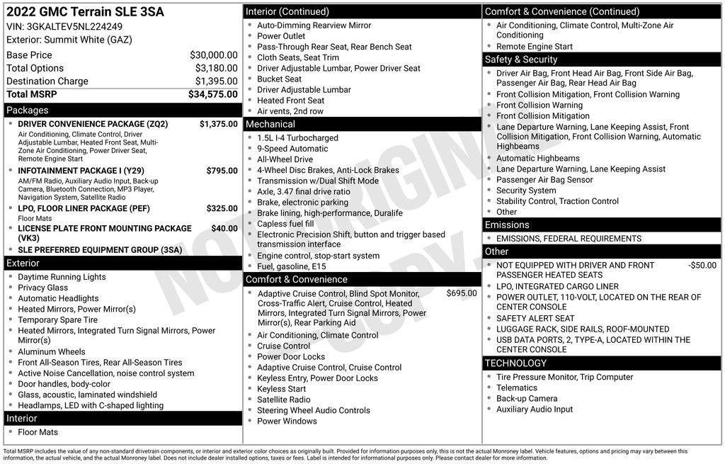 Used 2022 GMC Terrain SLE w/ Driver Convenience Package image 2