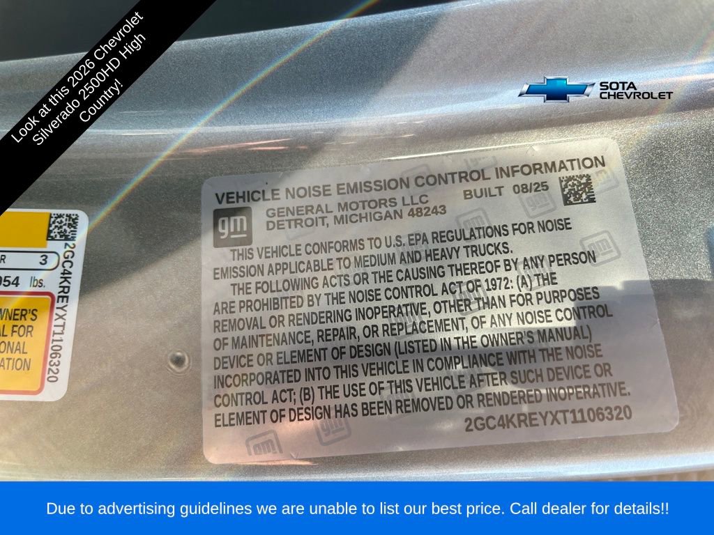 New 2026 Chevrolet Silverado 2500 High Country w/ Technology Package image 33