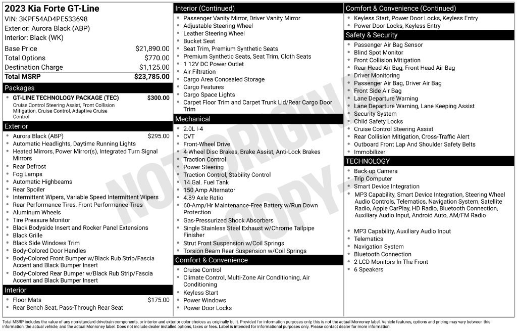 Used 2023 Kia Forte GT-Line w/ GT-Line Technology Package FWD image 43