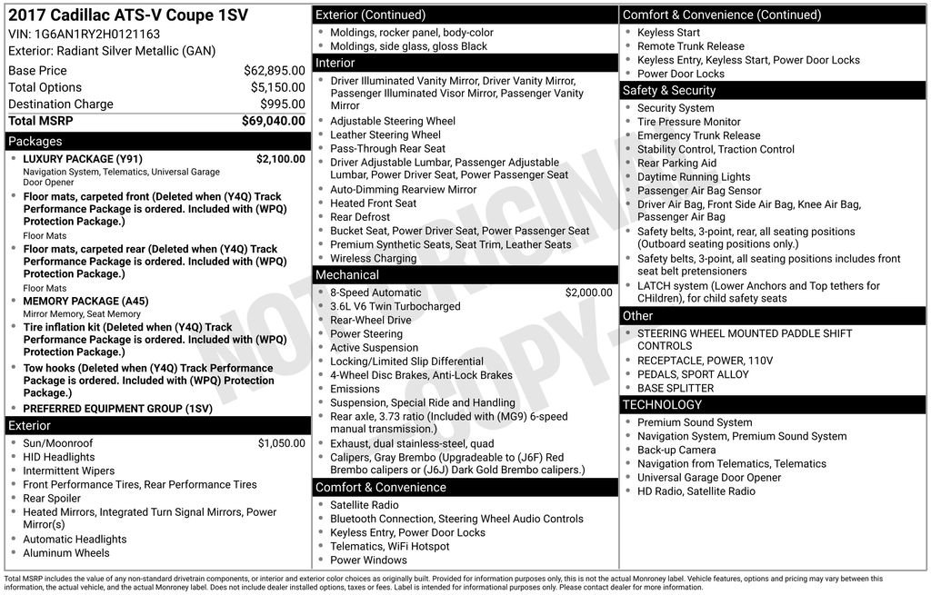 Used 2017 Cadillac ATS V w/ Luxury Package image 33