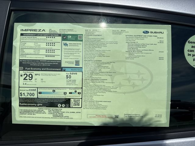 New 2026 Subaru Impreza 2.0i Sport AWD/4WD image 33