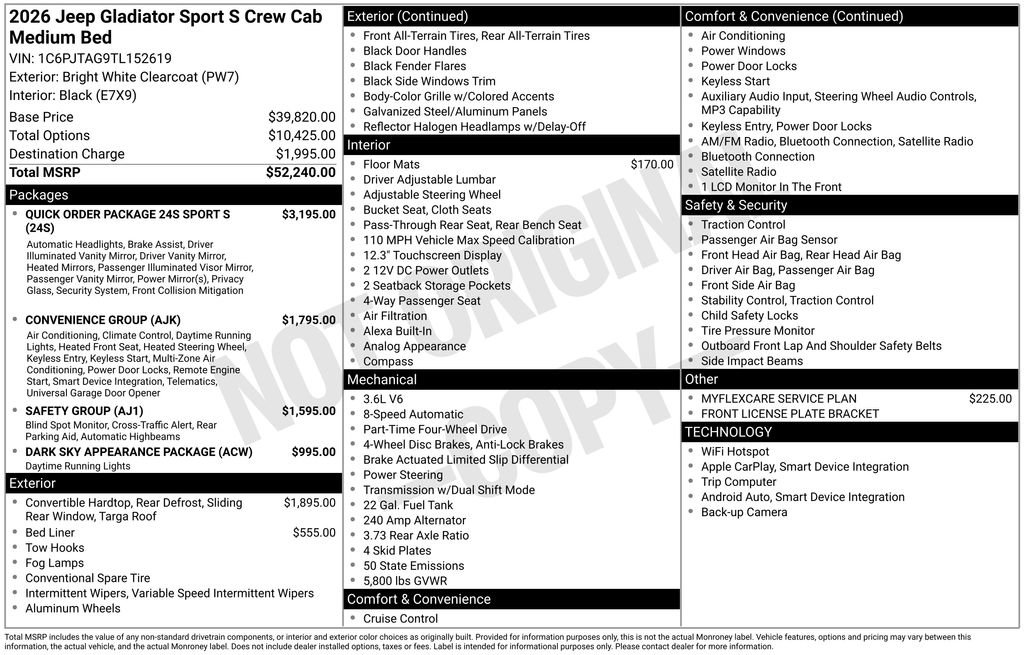 New 2026 Jeep Gladiator Sport AWD/4WD image 24