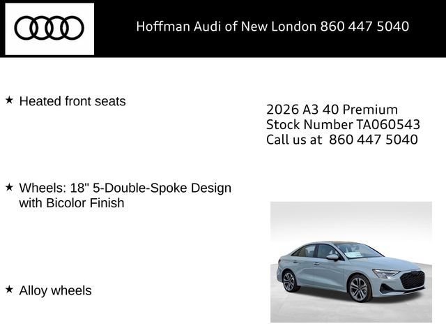 New 2026 Audi A3 2.0T Premium AWD/4WD image 17