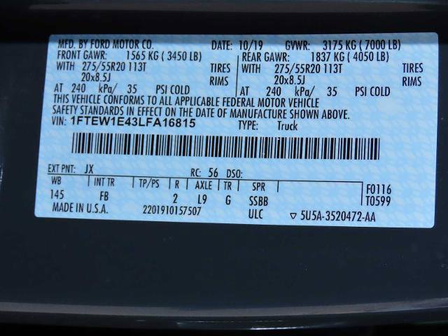 Certified 2020 Ford F150 XLT w/ Equipment Group 302A Luxury image 36