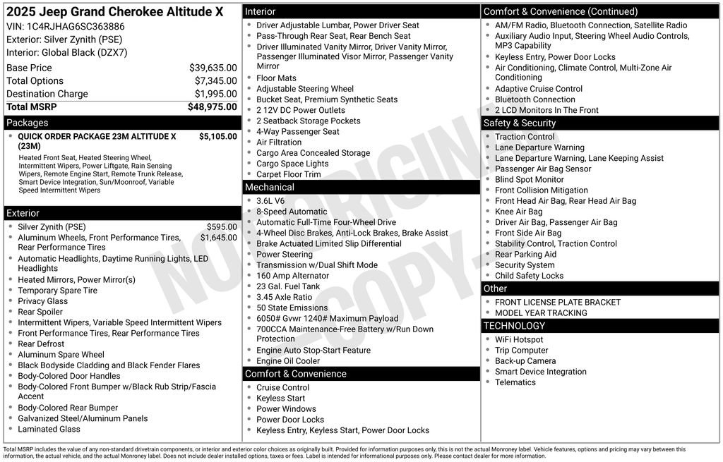 New 2025 Jeep Grand Cherokee Altitude AWD/4WD image 31