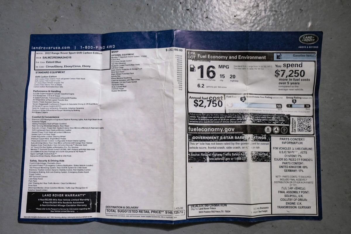 Used 2022 Land Rover Range Rover Sport SVR Carbon Edition image 55