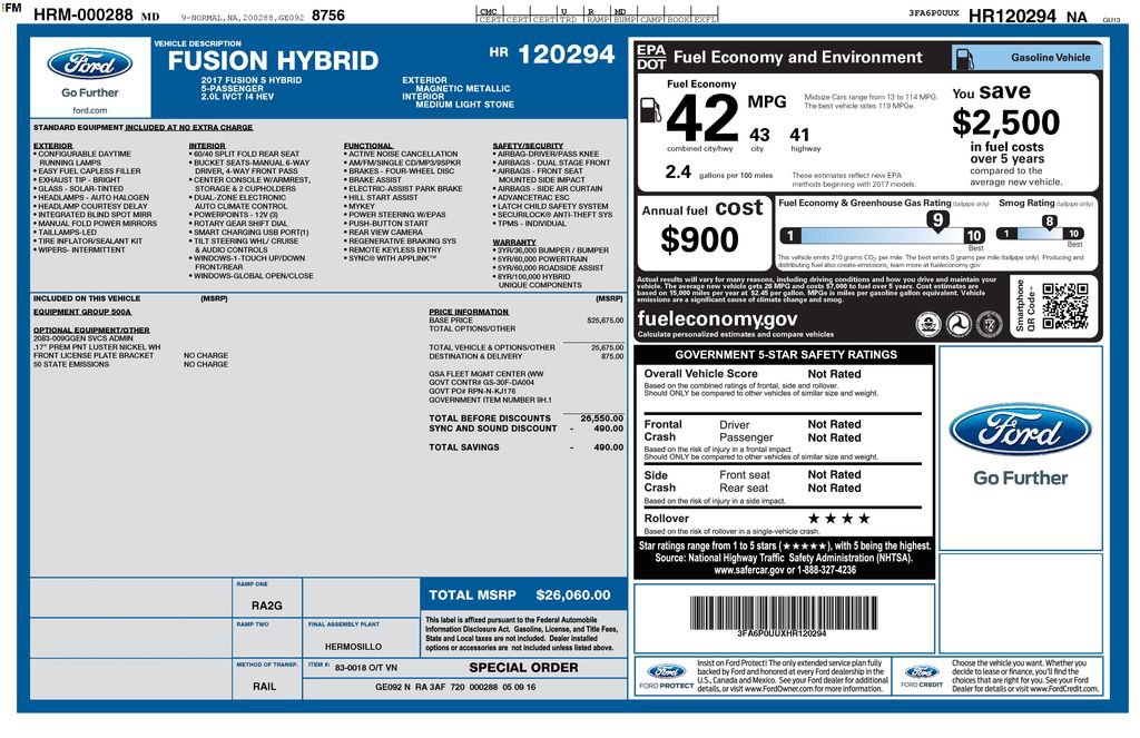 Used 2017 Ford Fusion S image 2