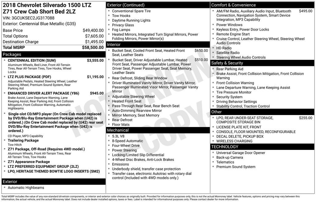 Used 2018 Chevrolet Silverado 1500 LTZ Z71 w/ Centennial Edition image 3