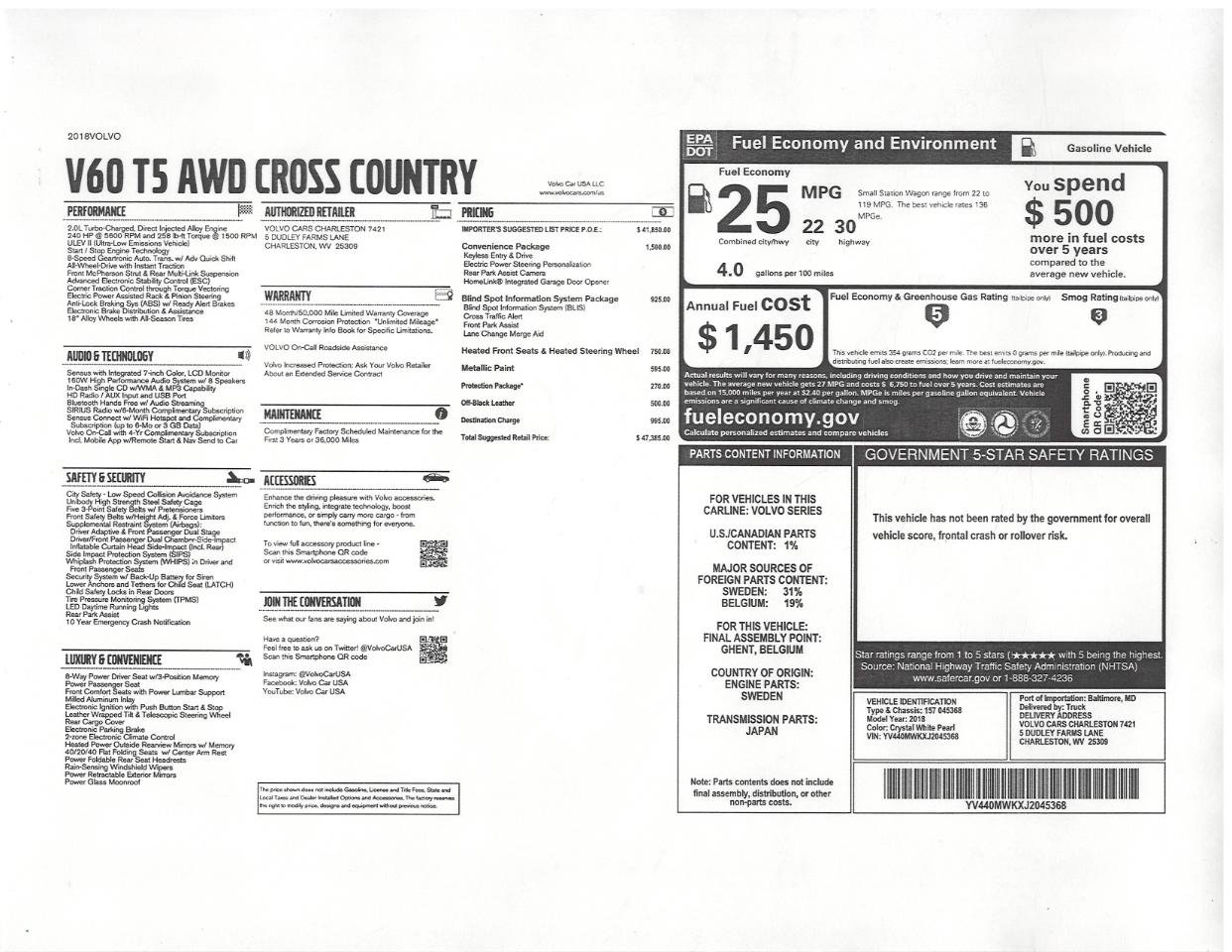 Used 2018 Volvo V60 T5 Cross Country w/ Convenience Package image 23