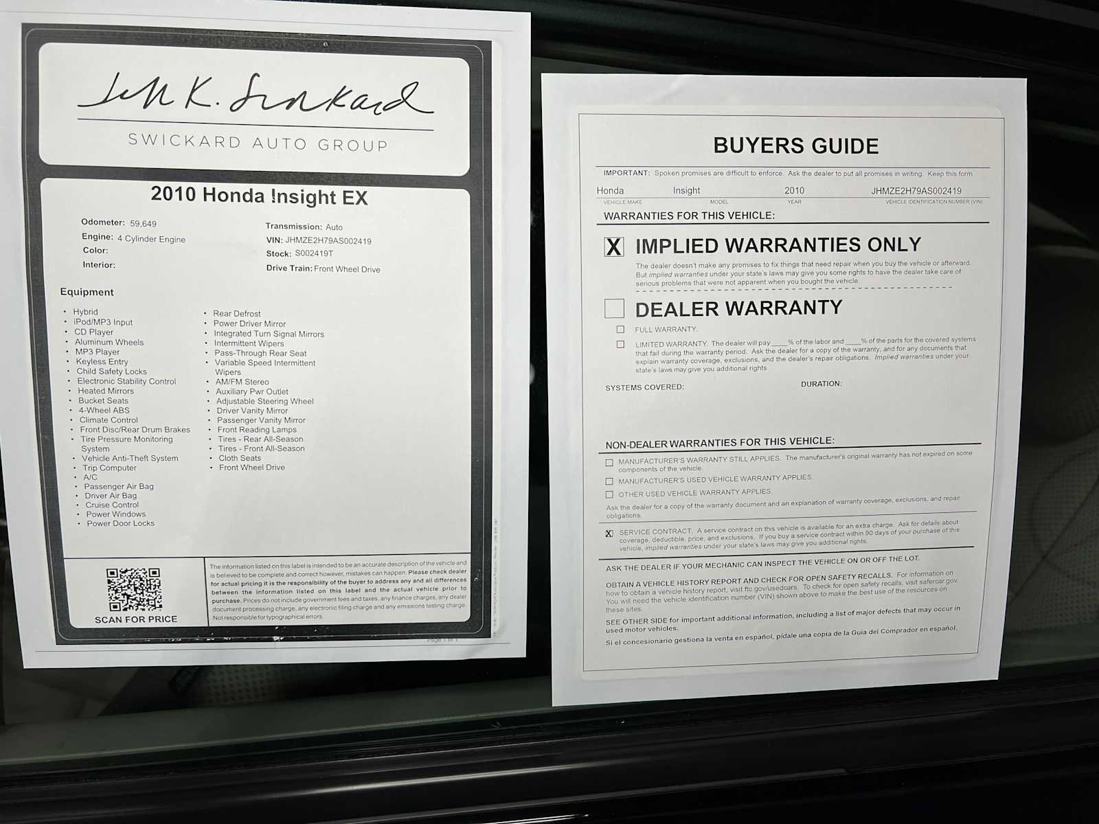 Used 2010 Honda Insight EX image 37