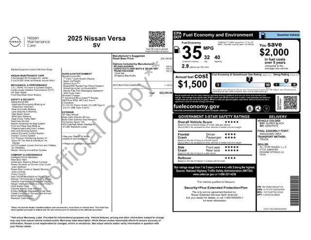 Used 2025 Nissan Versa SV w/ Trunk Package image 4