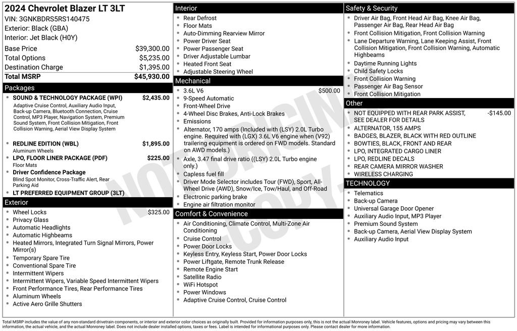 Used 2024 Chevrolet Blazer LT w/ Sound & Technology Package image 40