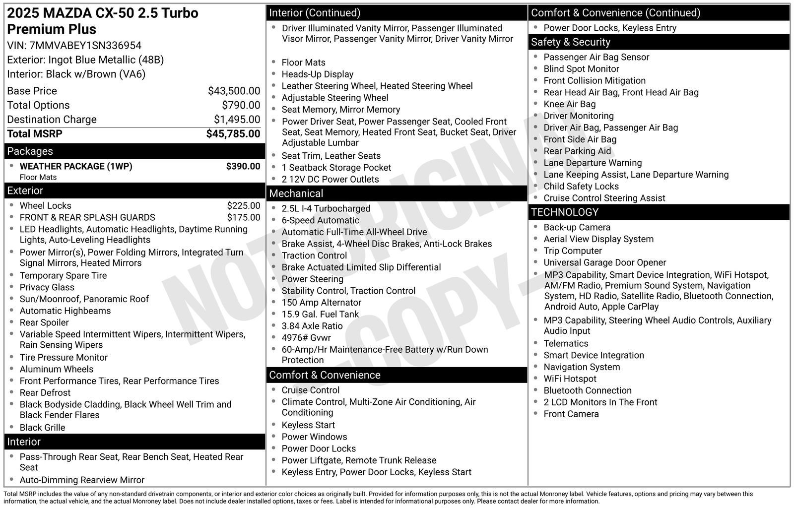 Used 2025 MAZDA CX-50 2.5 Turbo w/ Weather Package image 16