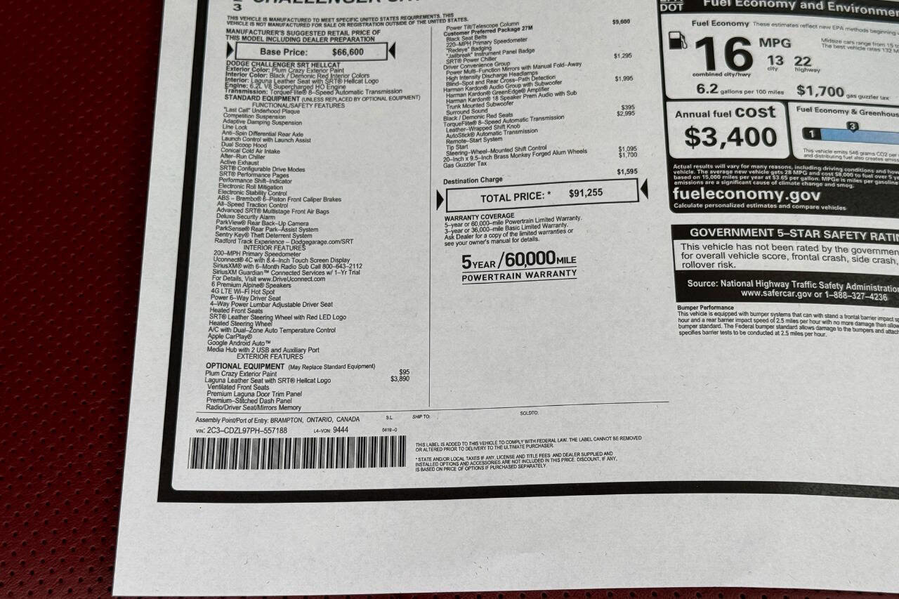 Used 2023 Dodge Challenger SRT Hellcat Redeye w/ Quick Order Package 27M image 53