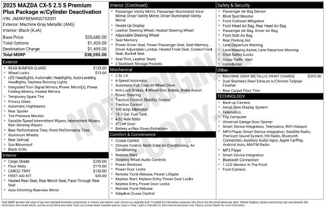 Certified 2025 MAZDA CX-5 AWD 2.5 S w/ Premium Plus Pkg image 36