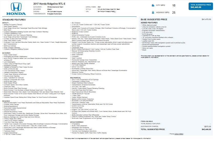 Used 2017 Honda Ridgeline RTL-E image 4
