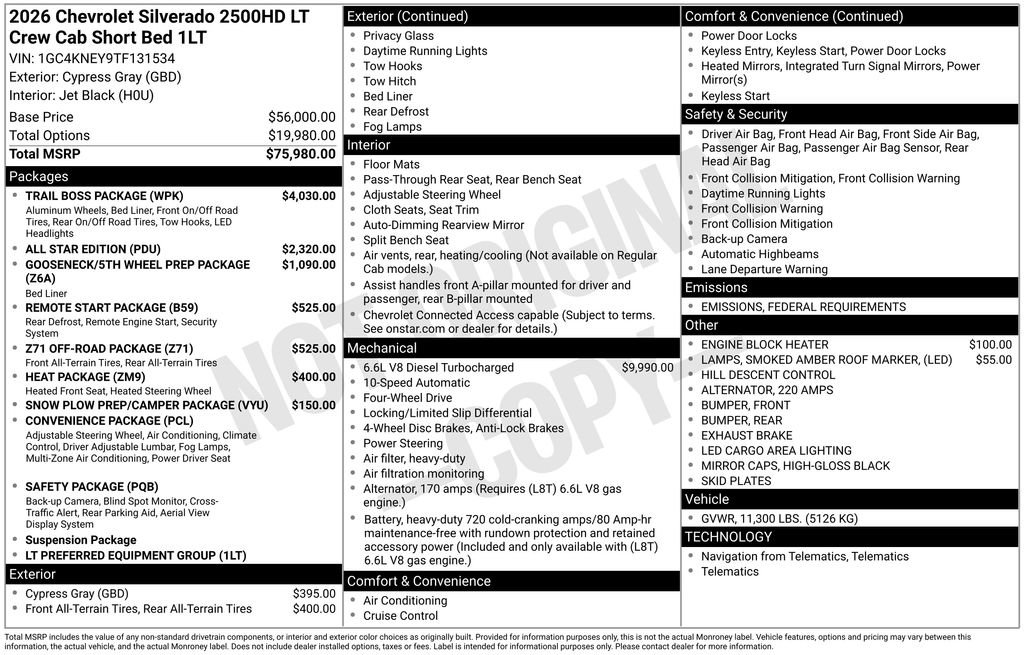 New 2026 Chevrolet Silverado 2500 LT w/ Trail Boss Package image 9