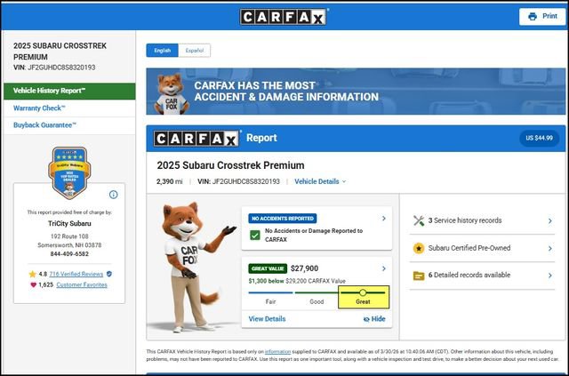 Certified 2025 Subaru Crosstrek 2.0i Premium image 7