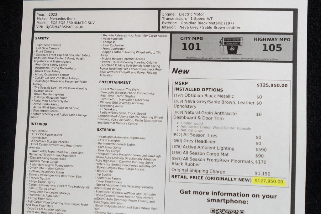 Used 2023 Mercedes-Benz EQS 580 4MATIC SUV image 57